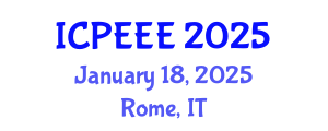 International Conference on Power, Energy and Electrical Engineering (ICPEEE) January 18, 2025 - Rome, Italy