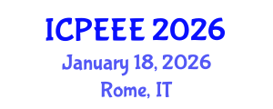 International Conference on Power, Energy and Electrical Engineering (ICPEEE) January 18, 2026 - Rome, Italy