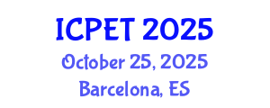 International Conference on Power Engineering and Technology (ICPET) October 25, 2025 - Barcelona, Spain