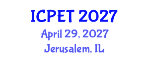 International Conference on Power Engineering and Technology (ICPET) April 29, 2027 - Jerusalem, Israel International Conference on Power Engineering and Technology (ICPET) April 29, 2027 - Jerusalem, Israel