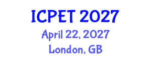International Conference on Power Engineering and Technology (ICPET) April 22, 2027 - London, United Kingdom International Conference on Power Engineering and Technology (ICPET) April 22, 2027 - London, United Kingdom