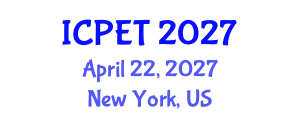 International Conference on Power Engineering and Technology (ICPET) April 22, 2027 - New York, United States International Conference on Power Engineering and Technology (ICPET) April 22, 2027 - New York, United States