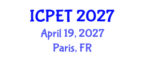 International Conference on Power Engineering and Technology (ICPET) April 19, 2027 - Paris, France International Conference on Power Engineering and Technology (ICPET) April 19, 2027 - Paris, France