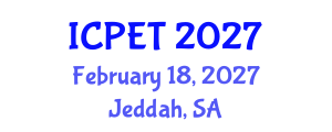 International Conference on Power Engineering and Technology (ICPET) February 18, 2027 - Jeddah, Saudi Arabia International Conference on Power Engineering and Technology (ICPET) February 18, 2027 - Jeddah, Saudi Arabia