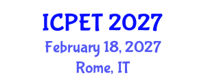 International Conference on Power Engineering and Technology (ICPET) February 18, 2027 - Rome, Italy International Conference on Power Engineering and Technology (ICPET) February 18, 2027 - Rome, Italy