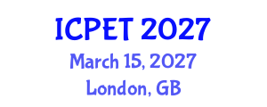 International Conference on Power Engineering and Technology (ICPET) March 15, 2027 - London, United Kingdom International Conference on Power Engineering and Technology (ICPET) March 15, 2027 - London, United Kingdom