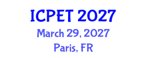 International Conference on Power Engineering and Technology (ICPET) March 29, 2027 - Paris, France International Conference on Power Engineering and Technology (ICPET) March 29, 2027 - Paris, France