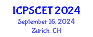 International Conference on Power Sources and Clean Energy Technologies (ICPSCET) September 16, 2024 - Zurich, Switzerland