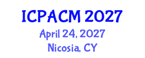 International Conference on Precision Agriculture and Crop Monitoring (ICPACM) April 24, 2027 - Nicosia, Cyprus International Conference on Precision Agriculture and Crop Monitoring (ICPACM) April 24, 2027 - Nicosia, Cyprus