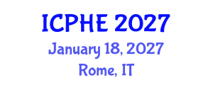 International Conference on Public Health Education (ICPHE) January 18, 2027 - Rome, Italy International Conference on Public Health Education (ICPHE) January 18, 2027 - Rome, Italy