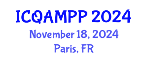 International Conference on Quantum, Atomic, Molecular and Plasma Physics (ICQAMPP) November 18, 2024 - Paris, France