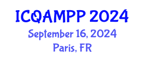 International Conference on Quantum, Atomic, Molecular and Plasma Physics (ICQAMPP) September 16, 2024 - Paris, France