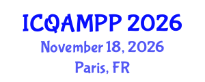 International Conference on Quantum, Atomic, Molecular and Plasma Physics (ICQAMPP) November 18, 2026 - Paris, France