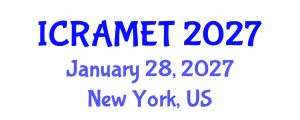 International Conference on Radar, Antenna, Microwave, Electronics and Telecommunications (ICRAMET) January 28, 2027 - New York, United States International Conference on Radar, Antenna, Microwave, Electronics and Telecommunications (ICRAMET) January 28, 2027 - New York, United States