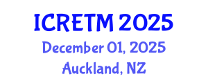 International Conference on Railway Engineering and Transportation Management (ICRETM) December 01, 2025 - Auckland, New Zealand