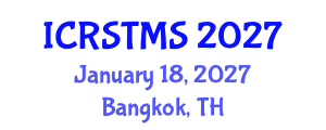 International Conference on Remote Sensing of Terrestrial and Marine Ecosystems (ICRSTMS) January 18, 2027 - Bangkok, Thailand International Conference on Remote Sensing of Terrestrial and Marine Ecosystems (ICRSTMS) January 18, 2027 - Bangkok, Thailand