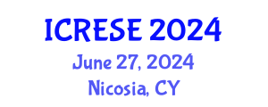 International Conference on Renewable Energy and Sustainable Environment (ICRESE) June 27, 2024 - Nicosia, Cyprus