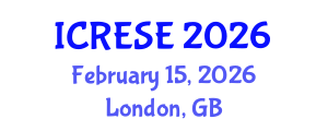 International Conference on Renewable Energy and Sustainable Environment (ICRESE) February 15, 2026 - London, United Kingdom