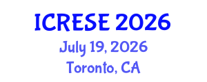 International Conference on Renewable Energy and Sustainable Environment (ICRESE) July 19, 2026 - Toronto, Canada