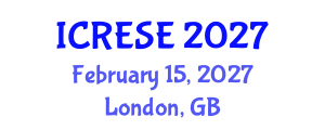 International Conference on Renewable Energy and Sustainable Environment (ICRESE) February 15, 2027 - London, United Kingdom International Conference on Renewable Energy and Sustainable Environment (ICRESE) February 15, 2027 - London, United Kingdom