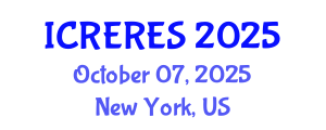 International Conference on Renewable Energy Resource and Energy Storage (ICRERES) October 07, 2025 - New York, United States