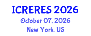 International Conference on Renewable Energy Resource and Energy Storage (ICRERES) October 07, 2026 - New York, United States