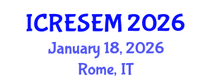 International Conference on Renewable Energy Sources and Energy Management (ICRESEM) January 18, 2026 - Rome, Italy