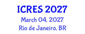 International Conference on Renewable Energy Sources (ICRES) March 04, 2027 - Rio de Janeiro, Brazil International Conference on Renewable Energy Sources (ICRES) March 04, 2027 - Rio de Janeiro, Brazil