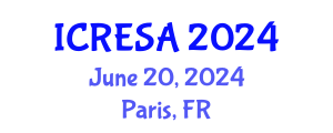 International Conference on Renewable Energy Systems and Applications (ICRESA) June 20, 2024 - Paris, France