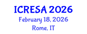 International Conference on Renewable Energy Systems and Applications (ICRESA) February 18, 2026 - Rome, Italy