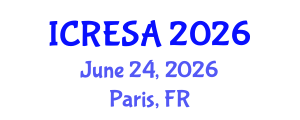 International Conference on Renewable Energy Systems and Applications (ICRESA) June 24, 2026 - Paris, France