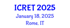 International Conference on Renewable Energy Technology (ICRET) January 18, 2025 - Rome, Italy