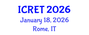 International Conference on Renewable Energy Technology (ICRET) January 18, 2026 - Rome, Italy