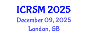 International Conference on Road Safety Management (ICRSM) December 09, 2025 - London, United Kingdom