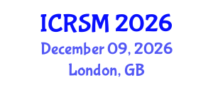 International Conference on Road Safety Management (ICRSM) December 09, 2026 - London, United Kingdom International Conference on Road Safety Management (ICRSM) December 09, 2026 - London, United Kingdom