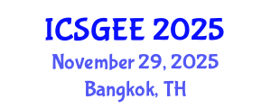 International Conference on Smart Grids and Electrical Engineering (ICSGEE) November 29, 2025 - Bangkok, Thailand
