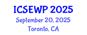International Conference on Soil Erosion and Water Pollution (ICSEWP) September 20, 2025 - Toronto, Canada