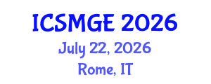 International Conference on Soil Mechanics and Geotechnical Engineering (ICSMGE) July 22, 2026 - Rome, Italy International Conference on Soil Mechanics and Geotechnical Engineering (ICSMGE) July 22, 2026 - Rome, Italy