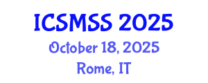 International Conference on Sport Medicine and Sport Science (ICSMSS) October 18, 2025 - Rome, Italy