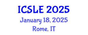 International Conference on Sports Law and Ethics (ICSLE) January 18, 2025 - Rome, Italy