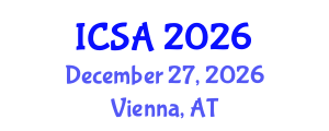 International Conference on Statistics and Analysis (ICSA) December 27, 2026 - Vienna, Austria International Conference on Statistics and Analysis (ICSA) December 27, 2026 - Vienna, Austria