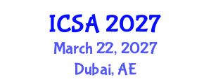 International Conference on Statistics and Analysis (ICSA) March 22, 2027 - Dubai, United Arab Emirates International Conference on Statistics and Analysis (ICSA) March 22, 2027 - Dubai, United Arab Emirates
