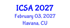 International Conference on Statistics and Applications (ICSA) February 03, 2027 - Havana, Cuba International Conference on Statistics and Applications (ICSA) February 03, 2027 - Havana, Cuba