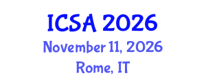 International Conference on Surgery and Anesthesia (ICSA) November 11, 2026 - Rome, Italy International Conference on Surgery and Anesthesia (ICSA) November 11, 2026 - Rome, Italy