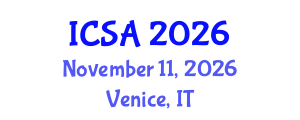 International Conference on Surgery and Anesthesia (ICSA) November 11, 2026 - Venice, Italy International Conference on Surgery and Anesthesia (ICSA) November 11, 2026 - Venice, Italy