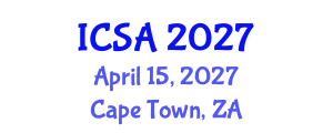 International Conference on Surgery and Anesthesia (ICSA) April 15, 2027 - Cape Town, South Africa International Conference on Surgery and Anesthesia (ICSA) April 15, 2027 - Cape Town, South Africa