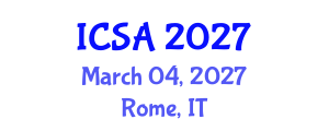 International Conference on Surgery and Anesthesia (ICSA) March 04, 2027 - Rome, Italy International Conference on Surgery and Anesthesia (ICSA) March 04, 2027 - Rome, Italy