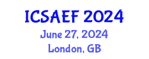 International Conference on Sustainable Agriculture, Environment and Forestry (ICSAEF) June 27, 2024 - London, United Kingdom