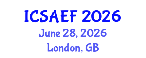 International Conference on Sustainable Agriculture, Environment and Forestry (ICSAEF) June 28, 2026 - London, United Kingdom