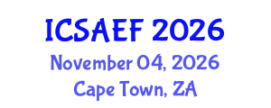 International Conference on Sustainable Agriculture, Environment and Forestry (ICSAEF) November 04, 2026 - Cape Town, South Africa